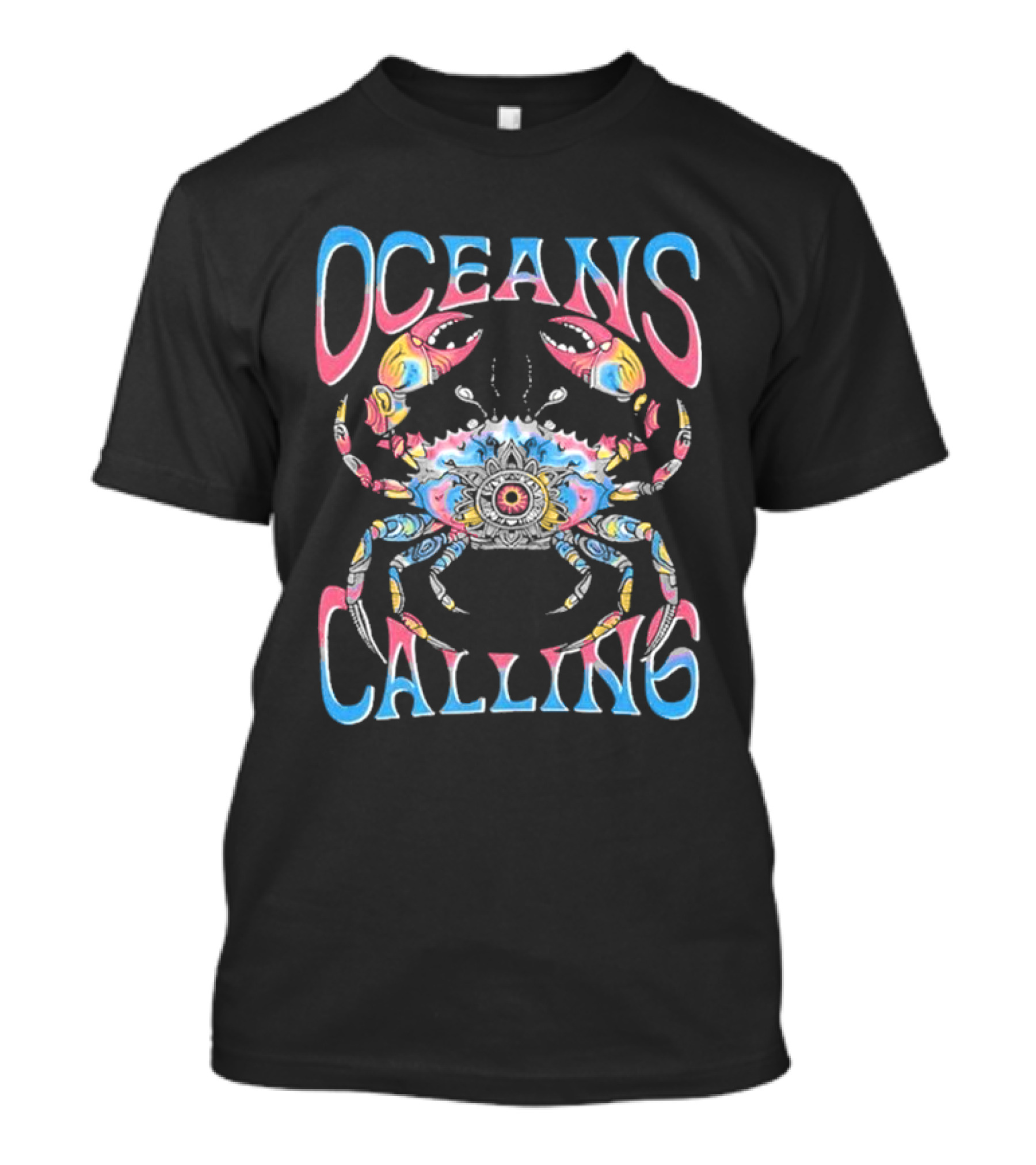 Oceans Calling Ocean City MD Psychedelic Crab T-Shirt