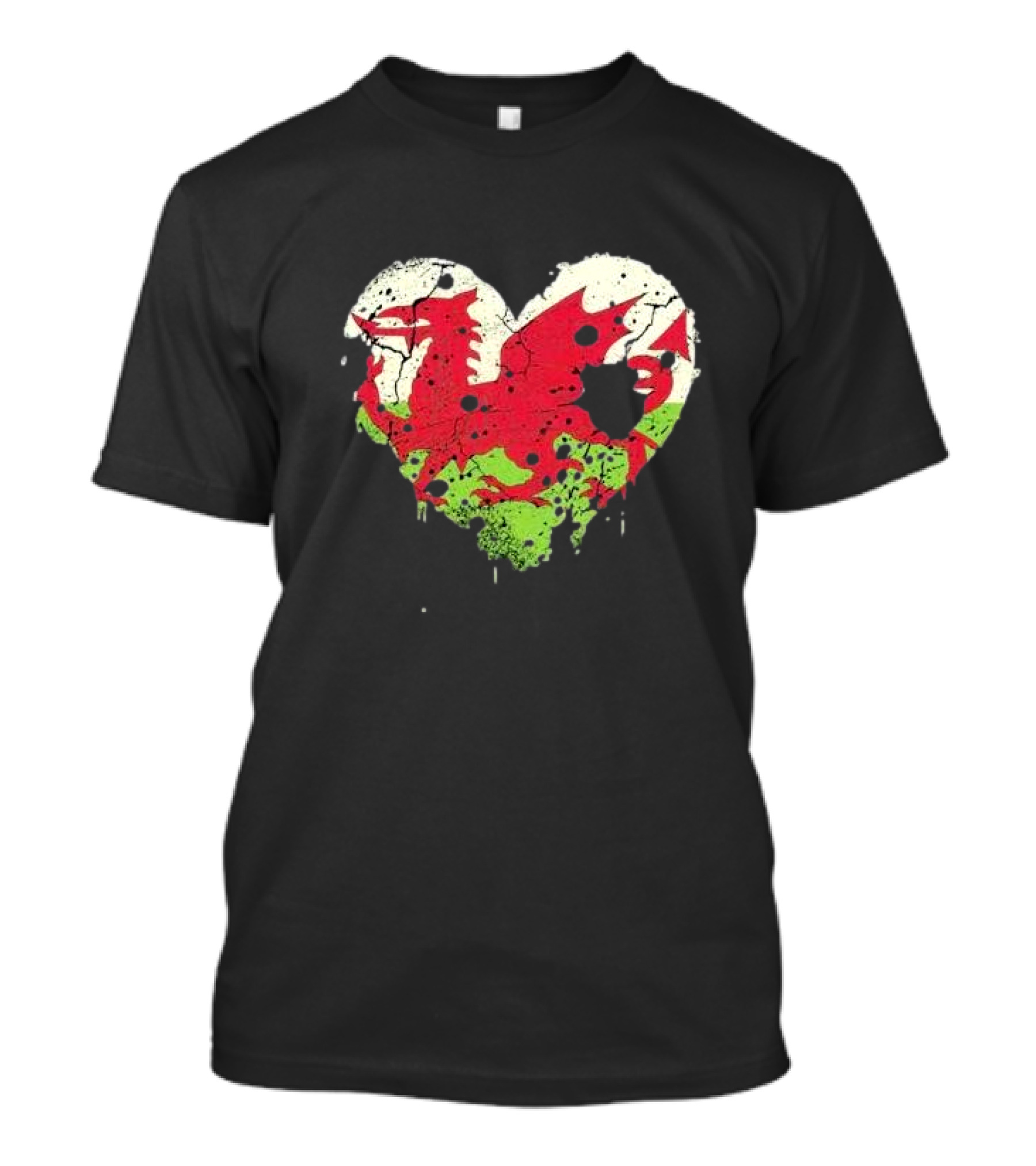 Love Flag Wales Welsh Football Rugby Heart Dragon T-Shirt