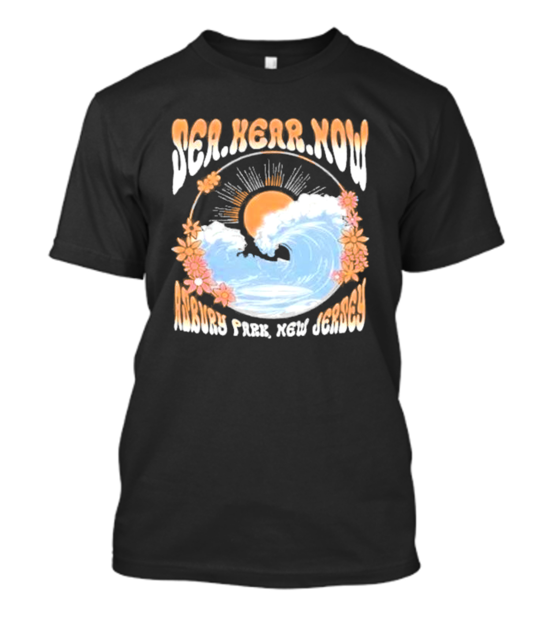 Sea Hear Now Asbury Park New Jersey Perfect Curl Fish And Anchor T-Shirt