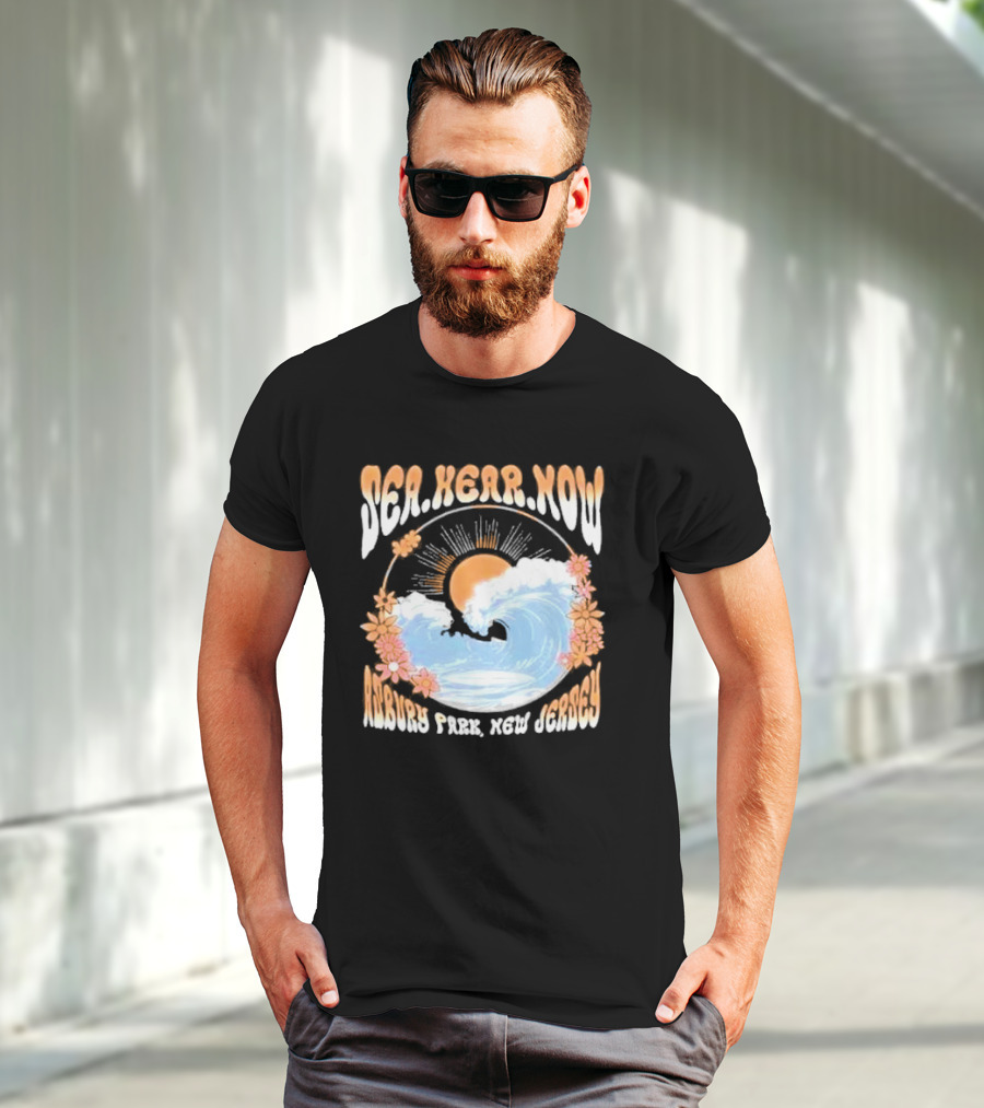 Sea Hear Now Asbury Park New Jersey Perfect Curl Fish And Anchor T-Shirt