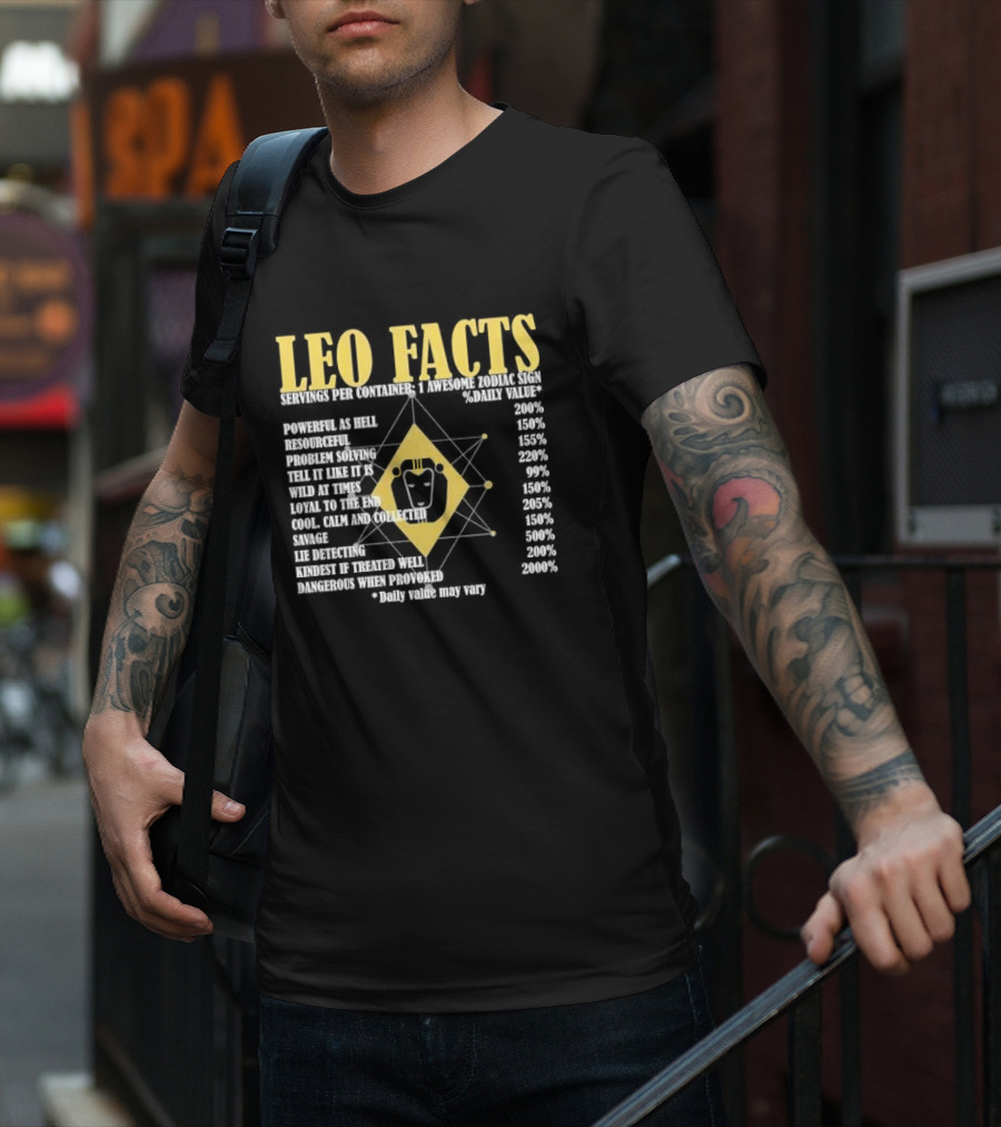 Leo Facts Powerful Resourceful Problem Solving Zodiac Sign Birthday T-Shirt