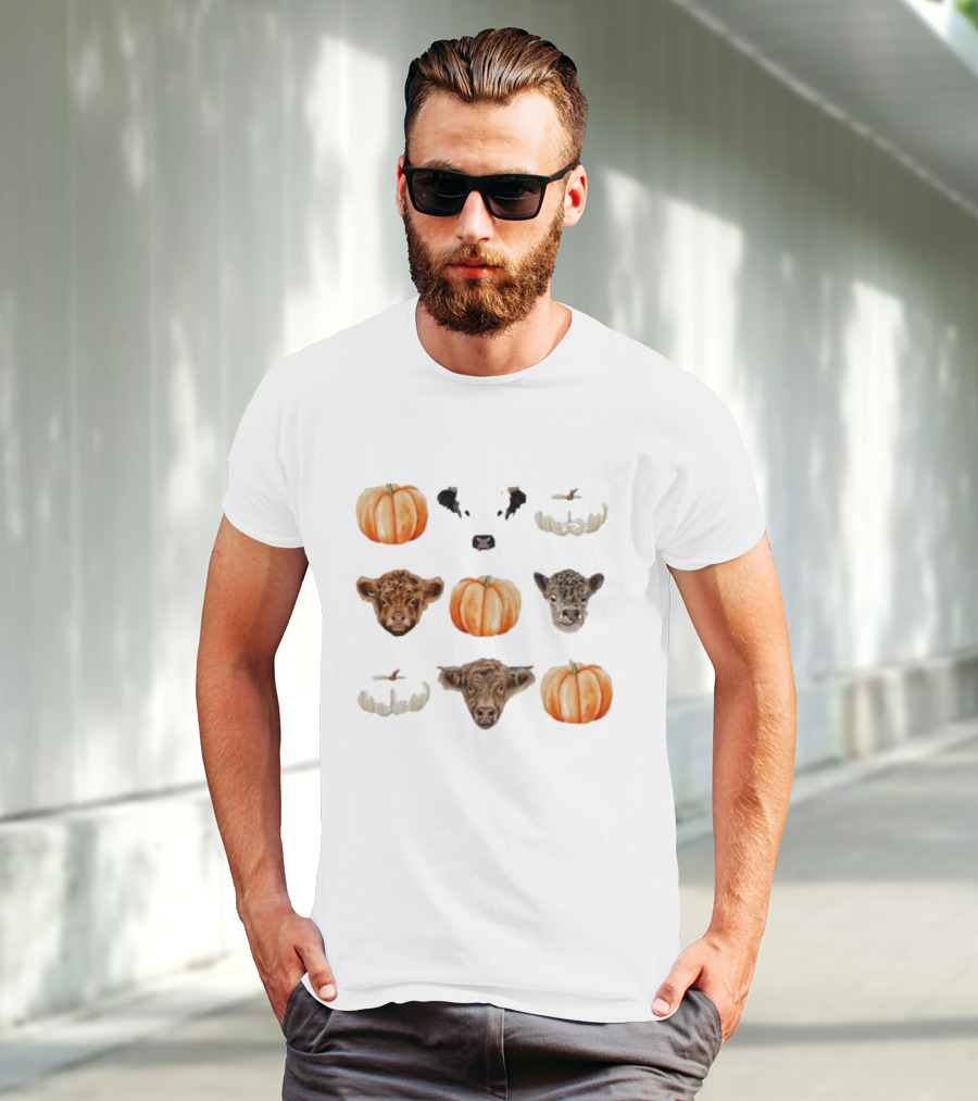 Katie Van Slyke Mini Cows Pumpkins Arrangement T-Shirt