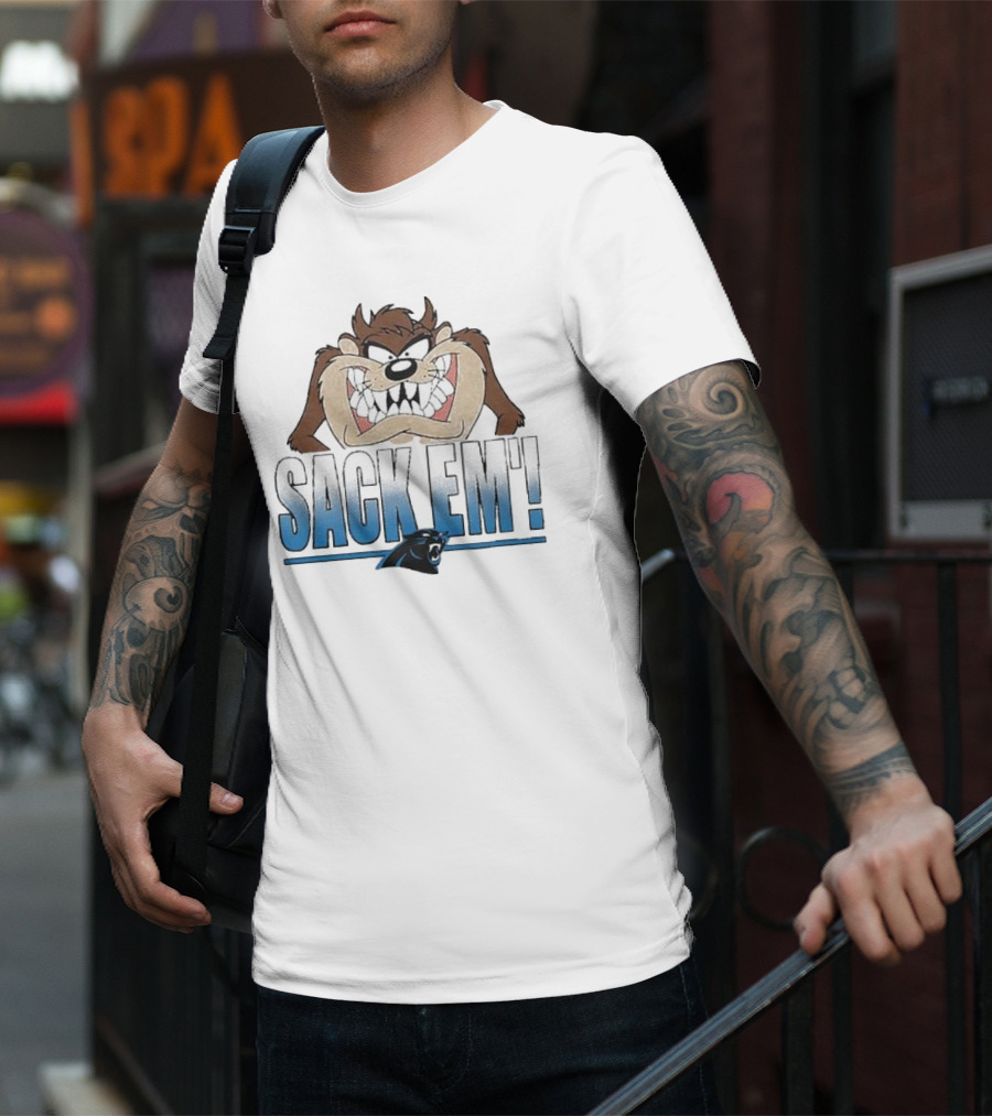 Looney Tunes Taz Sack Em’ Carolina Panthers T-Shirt