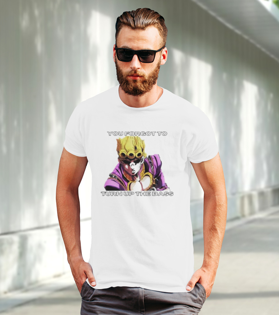 Giorno Giovanna You Forgot To Turn Up The Bass JoJo's Bizarre Adventure Anime Character Vibrant Purple T-Shirt