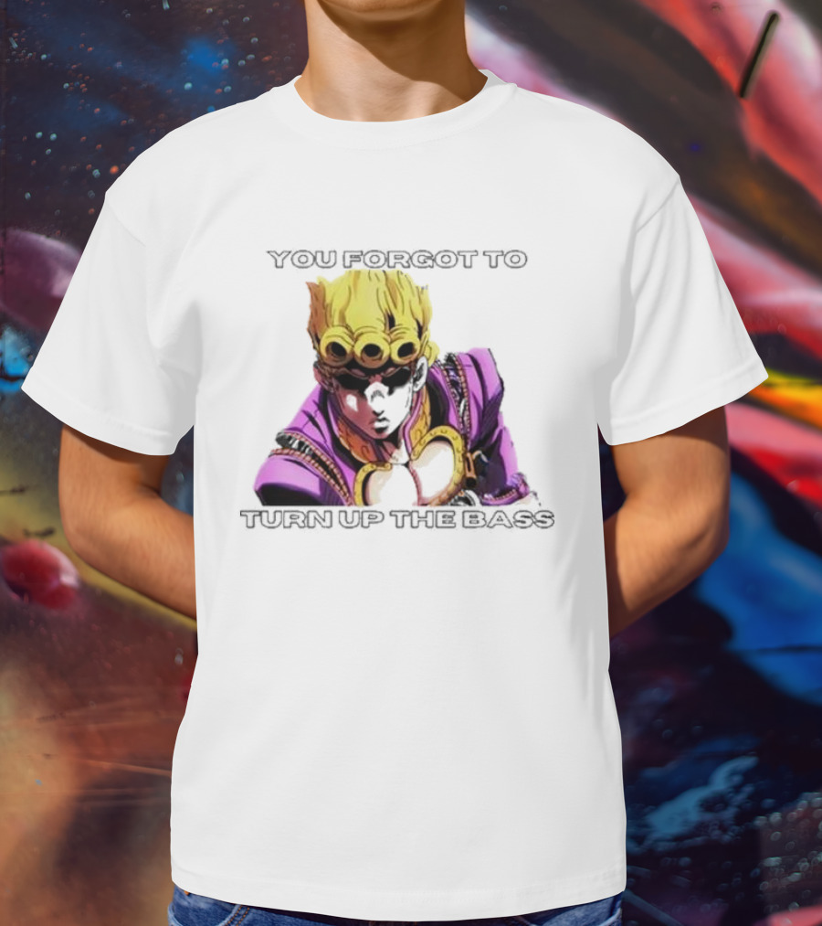 Giorno Giovanna You Forgot To Turn Up The Bass JoJo's Bizarre Adventure Anime Character Vibrant Purple T-Shirt