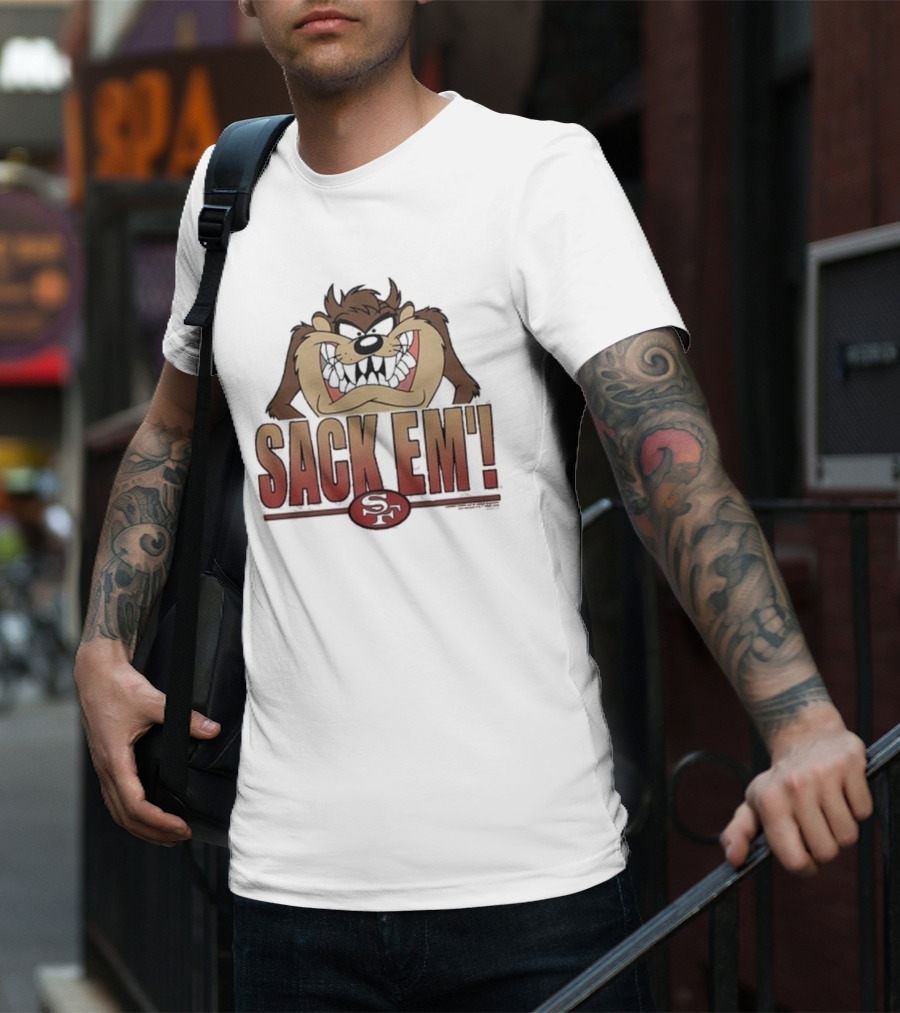 Looney Tunes Taz Sack Em’ San Francisco 49ers SF T-Shirt