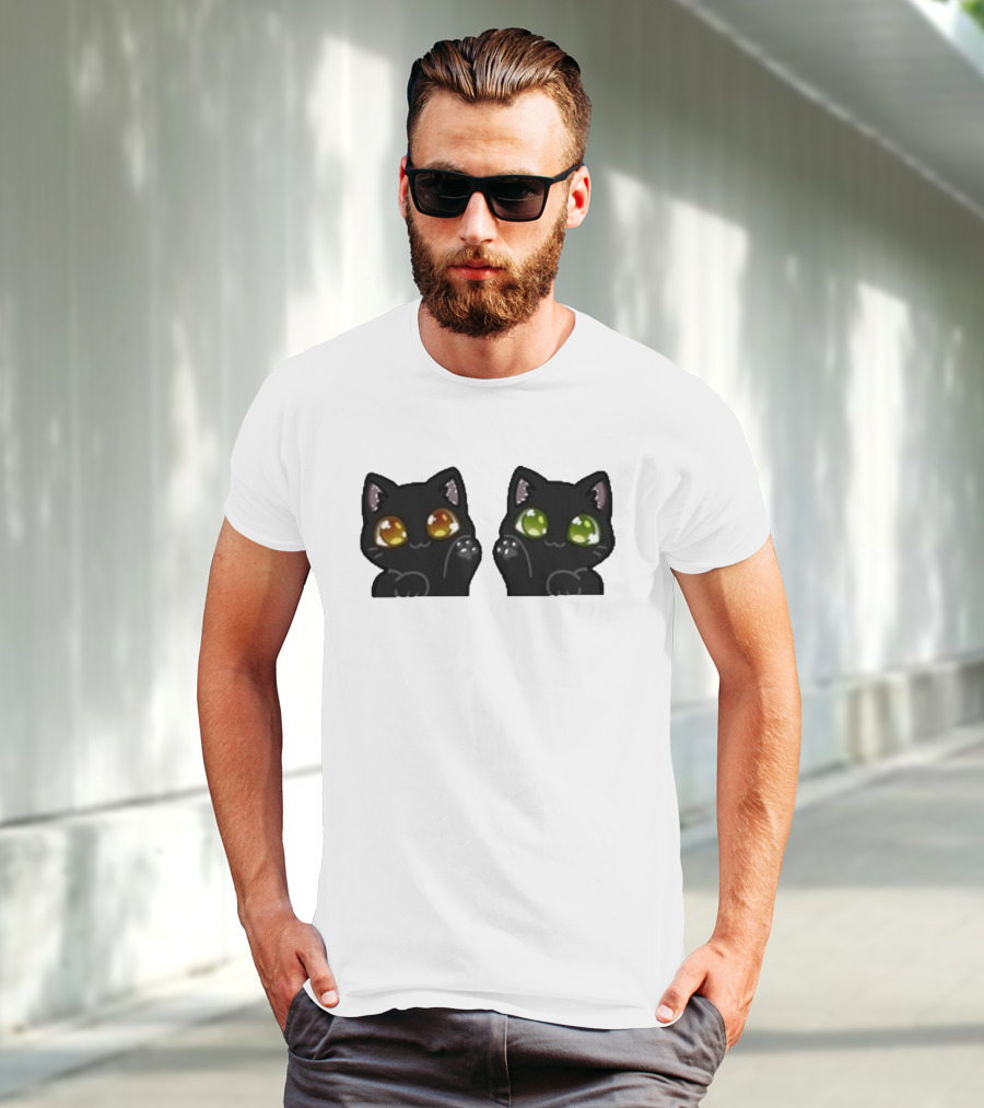 Stream Labs Kitties Black Cats With Colorful Eyes T-Shirt