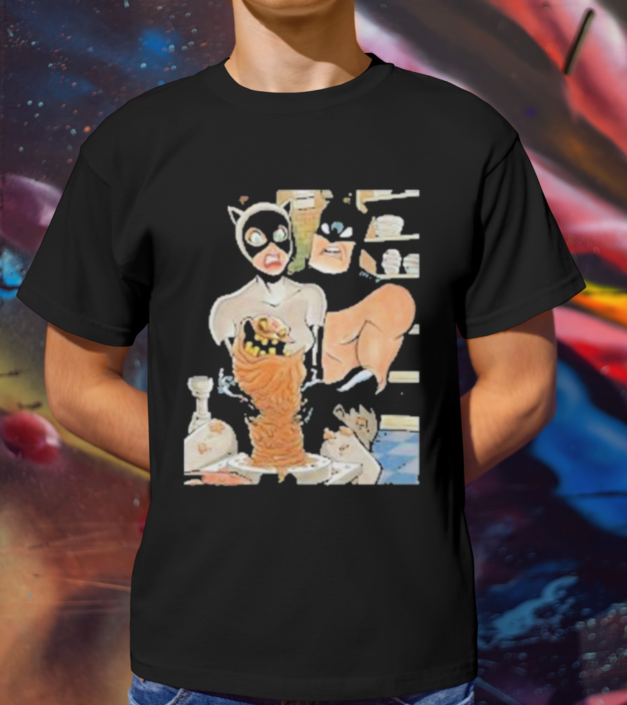 Clayface And Catwoman With Batman In Pottery Scene T-Shirt