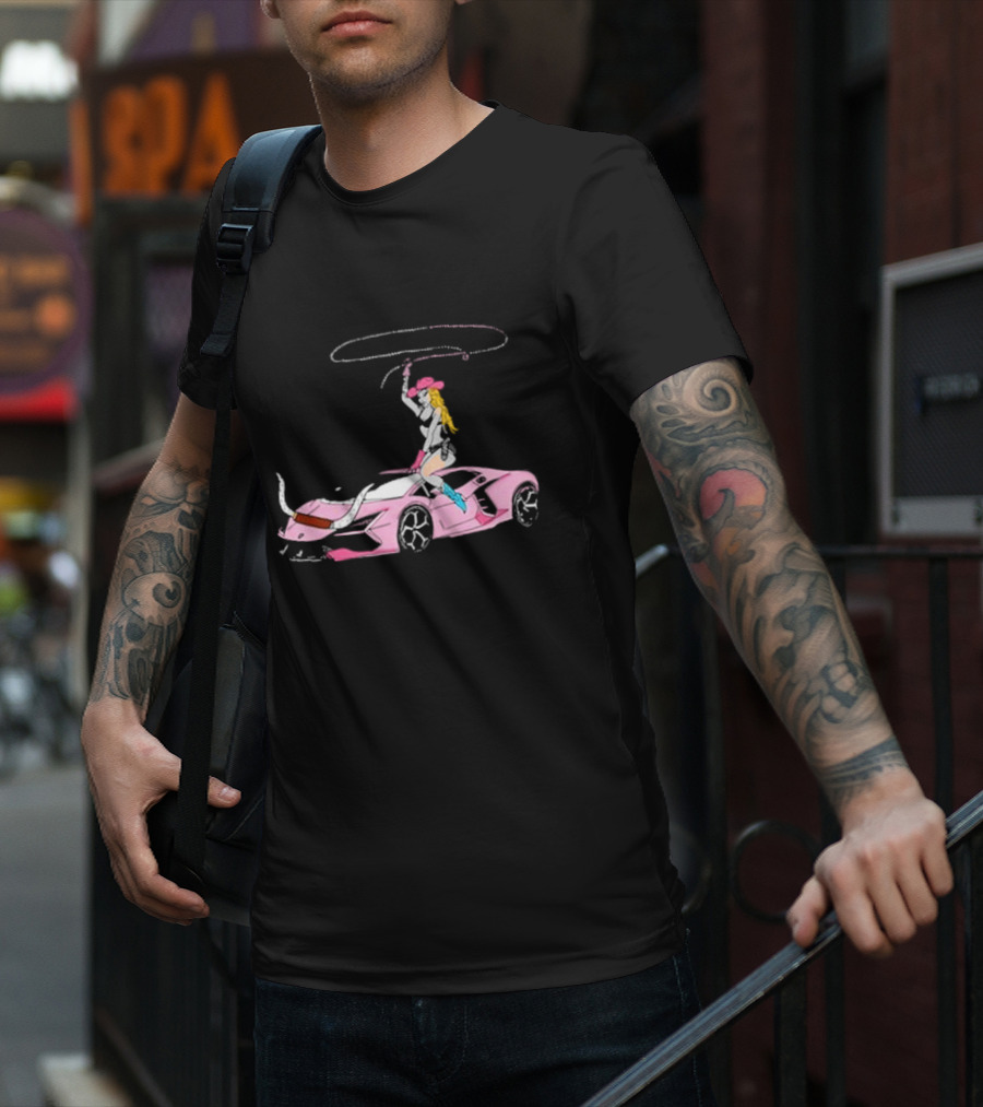 Iggy Azalea The Motherland Singapore Pink Sports Car Cowgirl Lasso T-Shirt