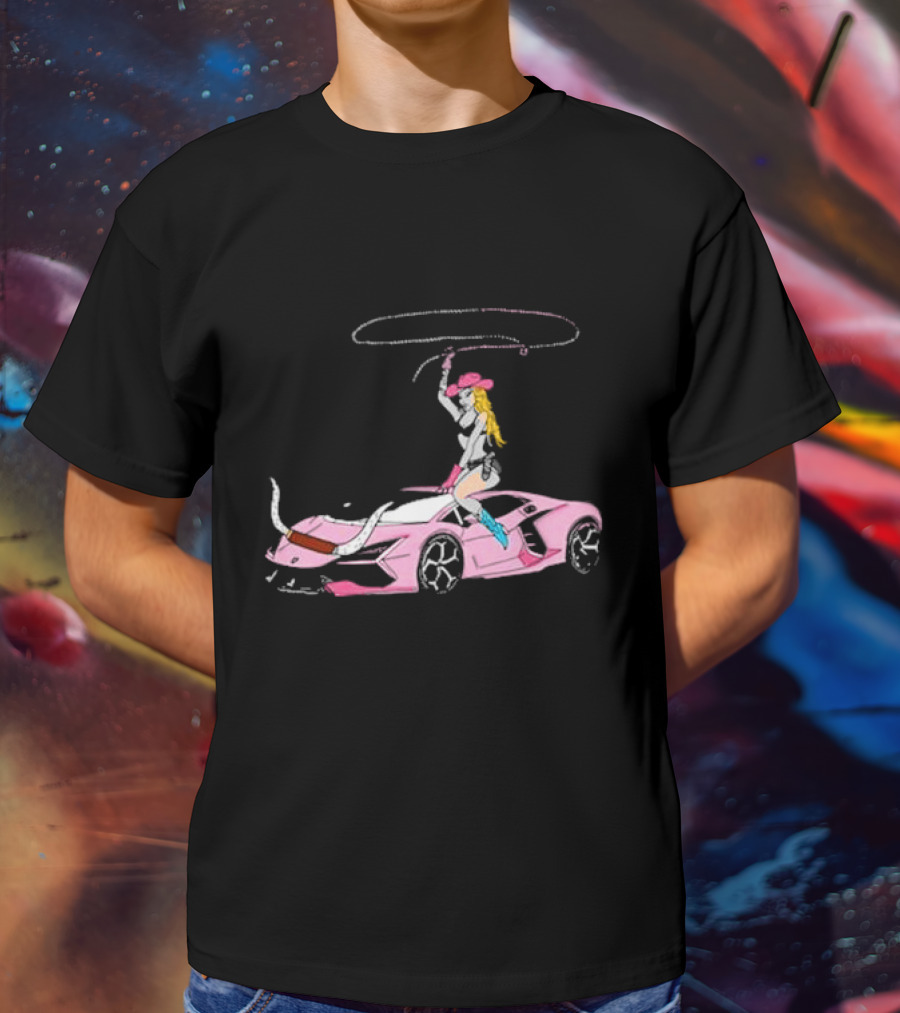 Iggy Azalea The Motherland Singapore Pink Sports Car Cowgirl Lasso T-Shirt
