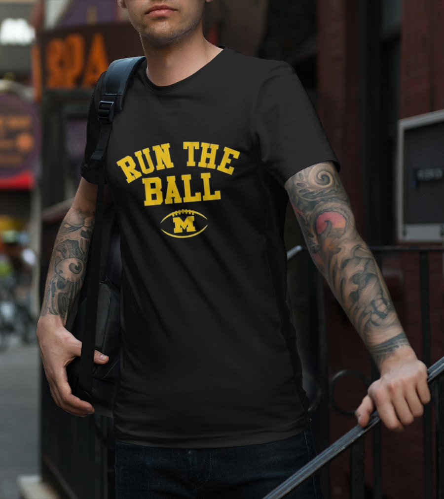 Michigan Wolverines Run The Ball Football M T-Shirt
