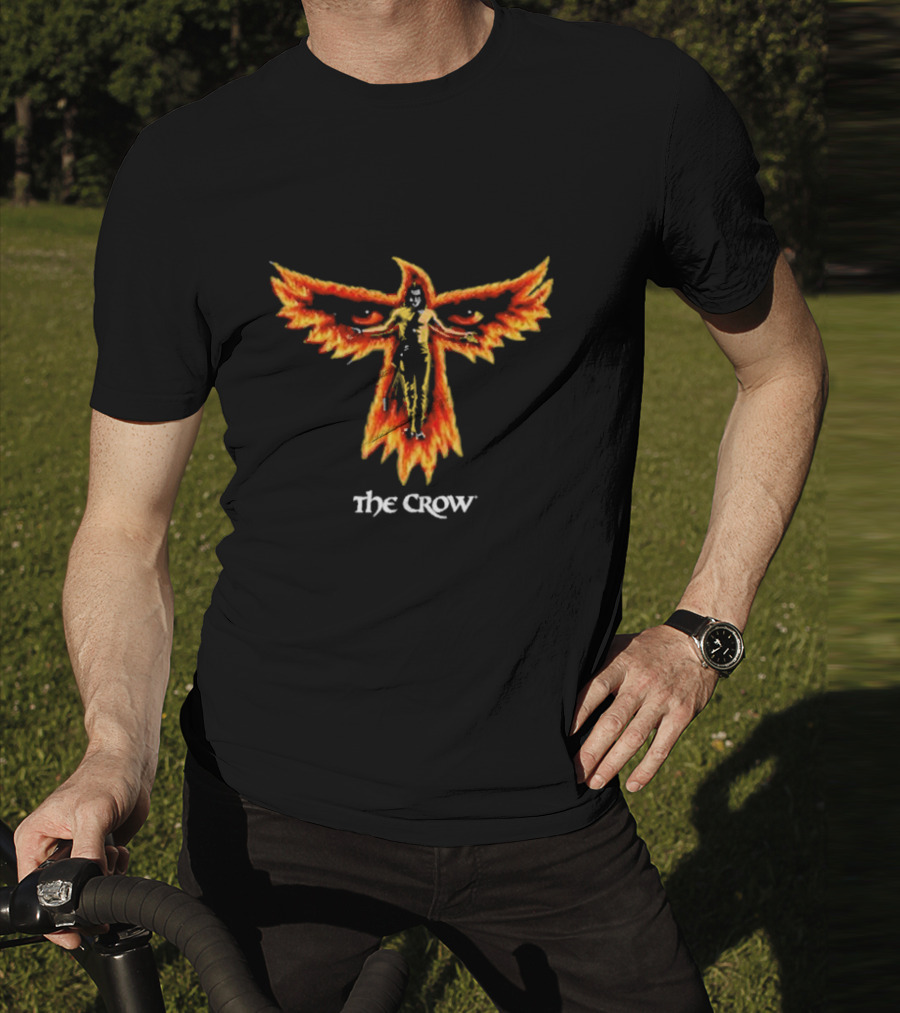 The Crow Firebird Symbol With Gothic Figure T-Shirt