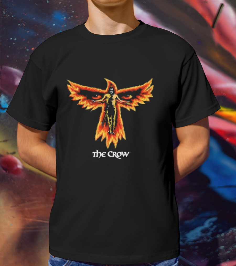 The Crow Firebird Symbol With Gothic Figure T-Shirt