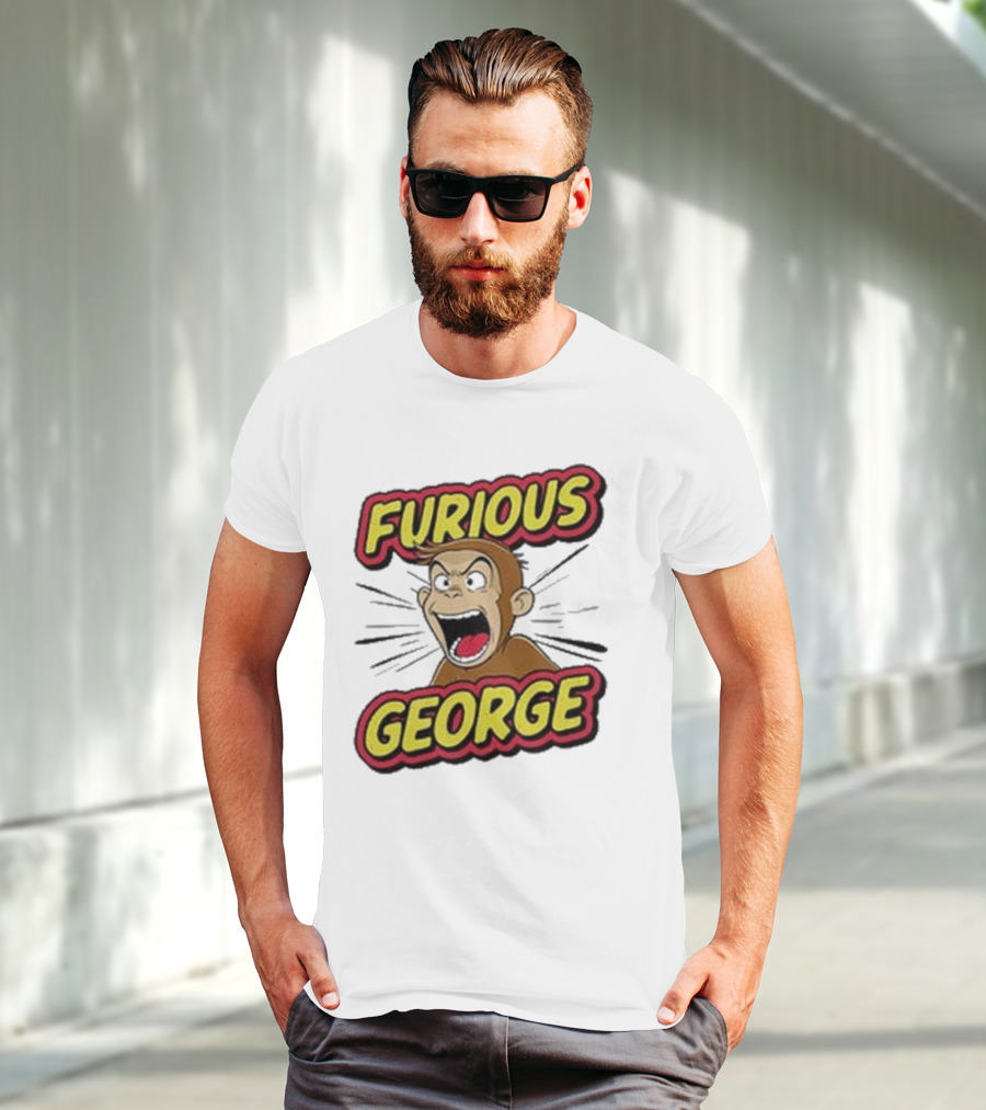 Furious George Monkey Shouting With Bold Comic T-Shirt
