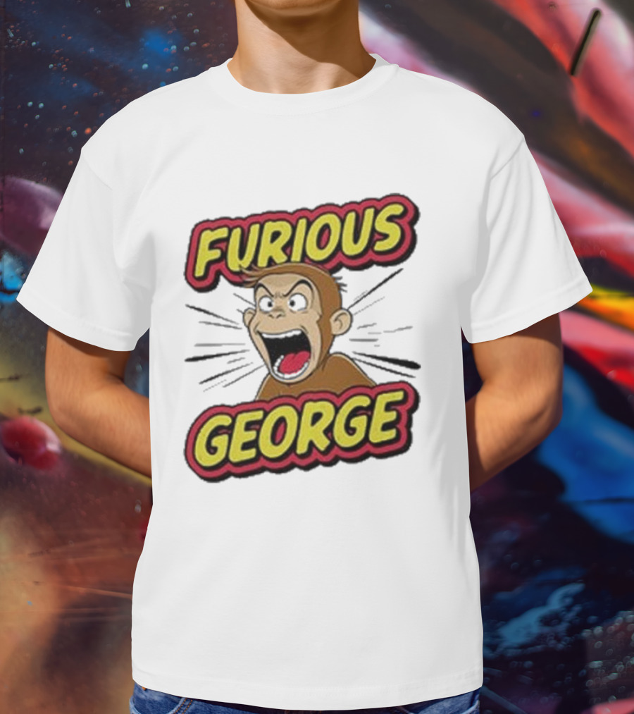 Furious George Monkey Shouting With Bold Comic T-Shirt