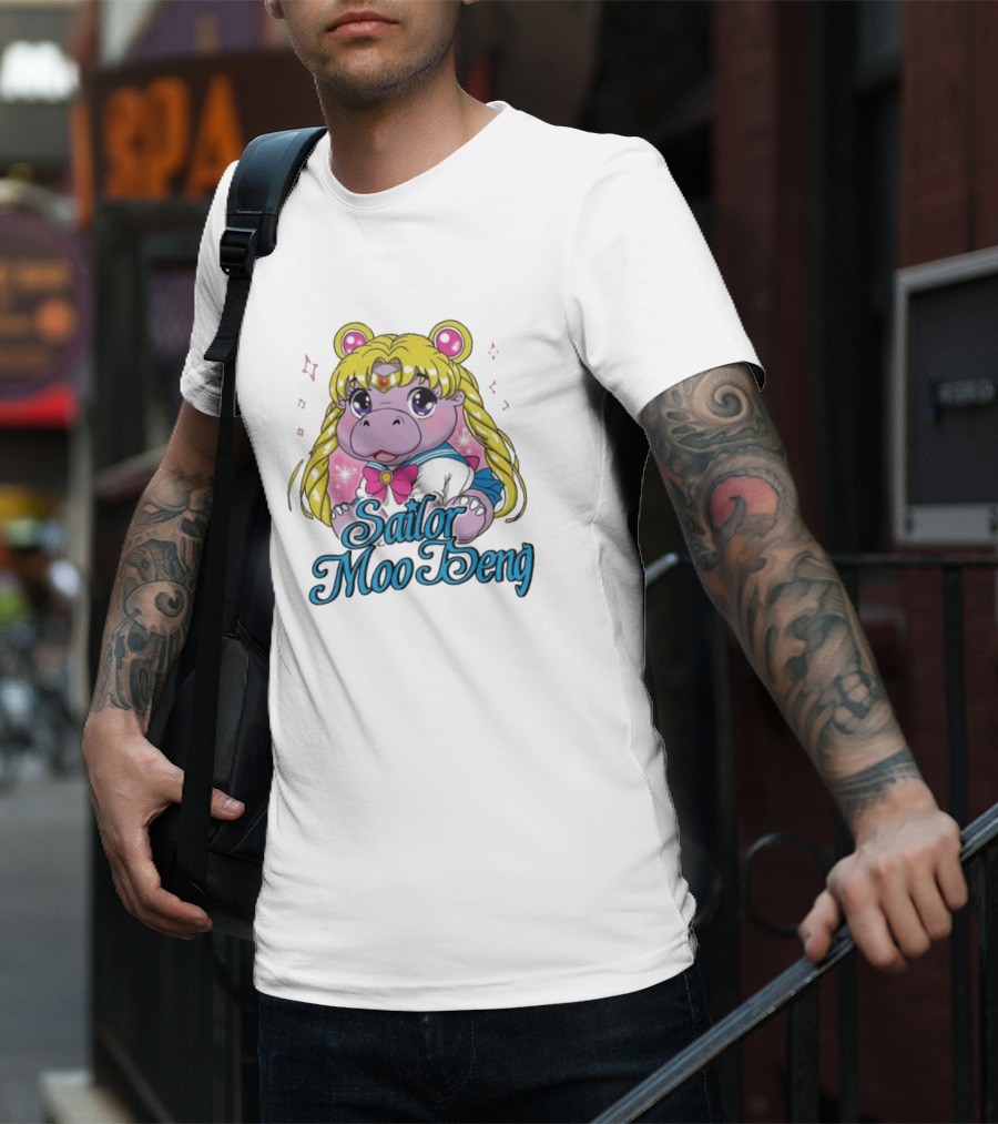 Sailor Moo Deng Hippo Anime T-Shirt