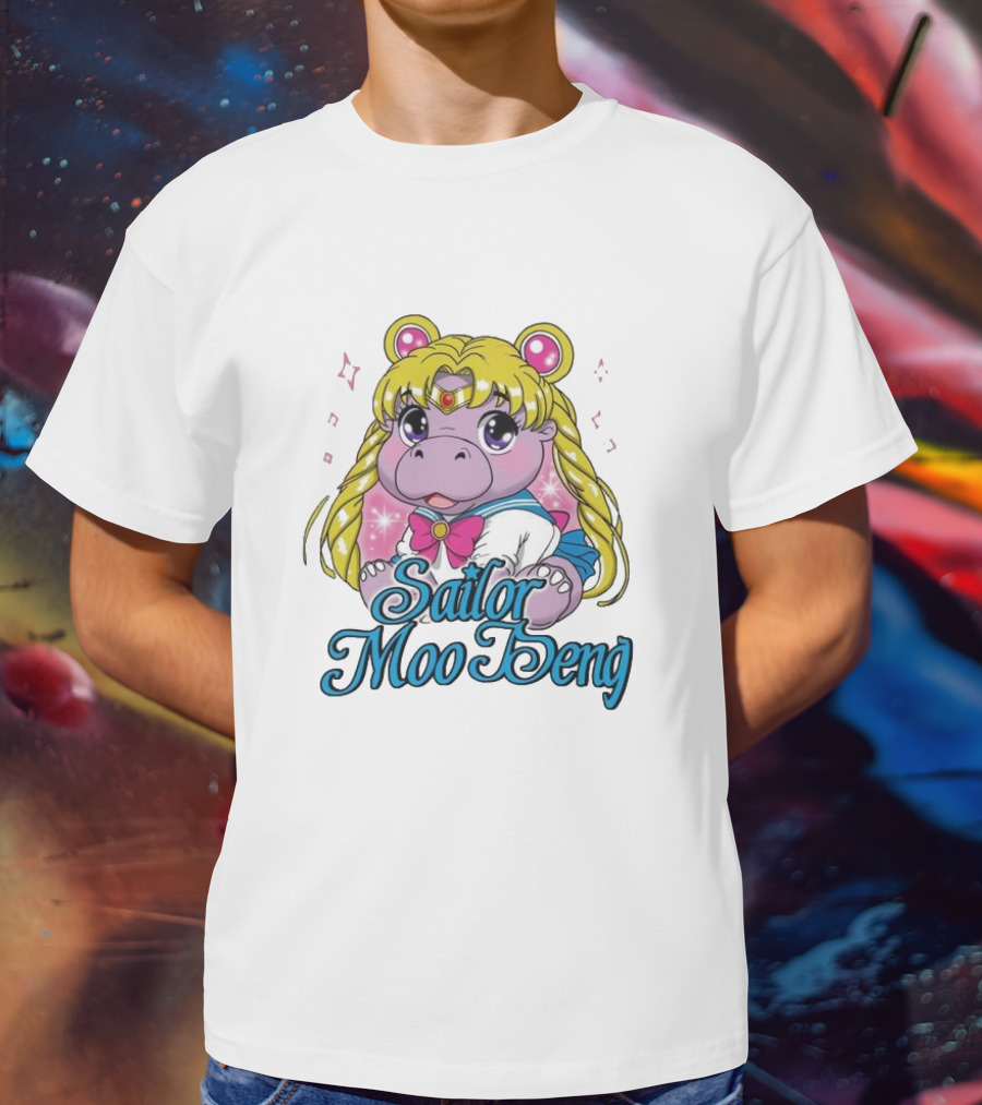 Sailor Moo Deng Hippo Anime T-Shirt