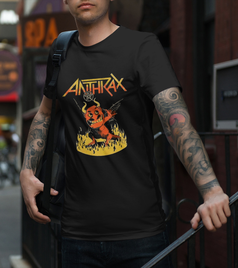 Anthrax Devil With Guitar In Flames T-Shirt