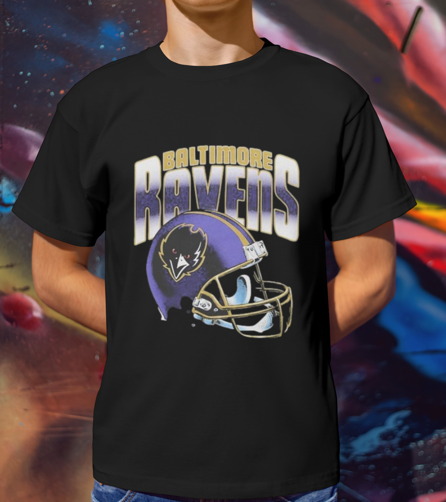 Baltimore Ravens Gradient Helmet Logo Football Gear T-Shirt