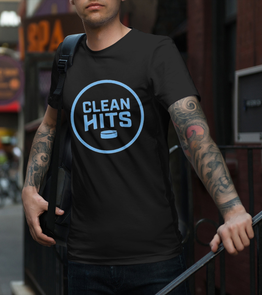 Clean Hits Hockey Puck Badge T-Shirt