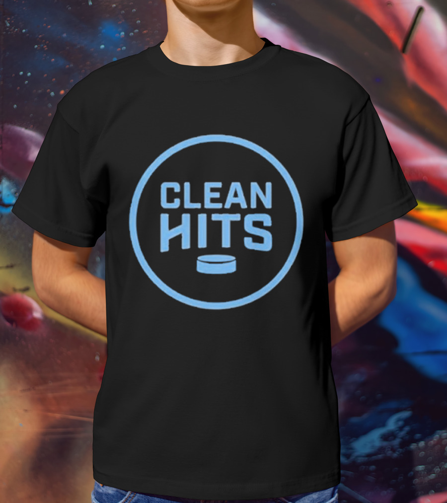 Clean Hits Hockey Puck Badge T-Shirt