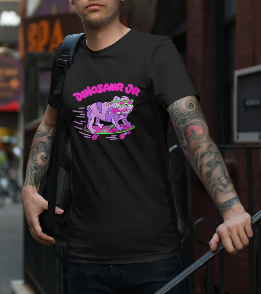 Dinosaur Jr Skateboard Bulldog Neon T-Shirt