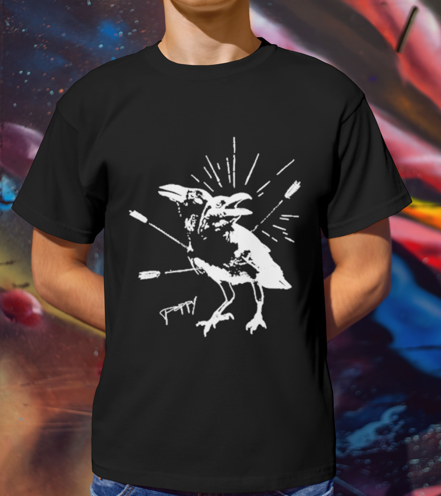 Impoppy Coward Birds Two-Headed Raven With Arrows T-Shirt