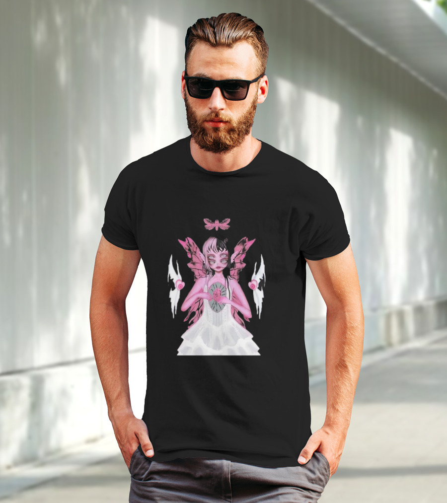 Melanie Martinez Portals Heart Pink Winged Character With Moth And Eyes T-Shirt