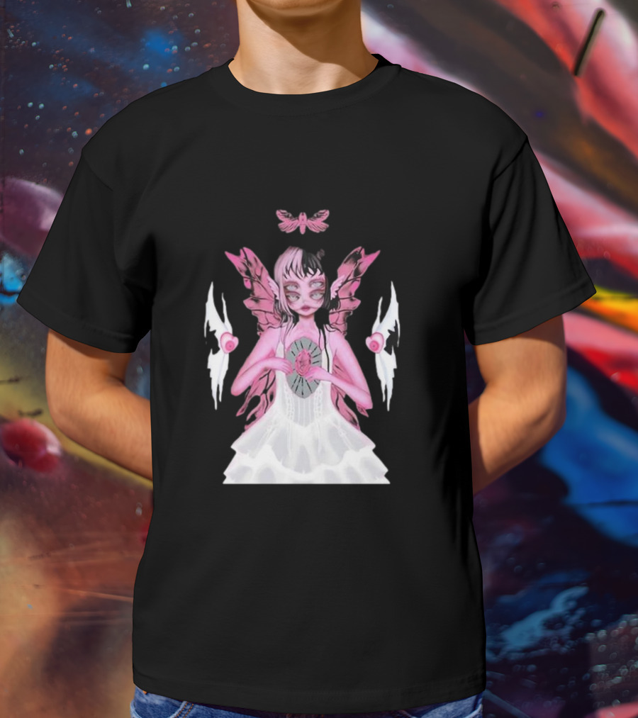 Melanie Martinez Portals Heart Pink Winged Character With Moth And Eyes T-Shirt