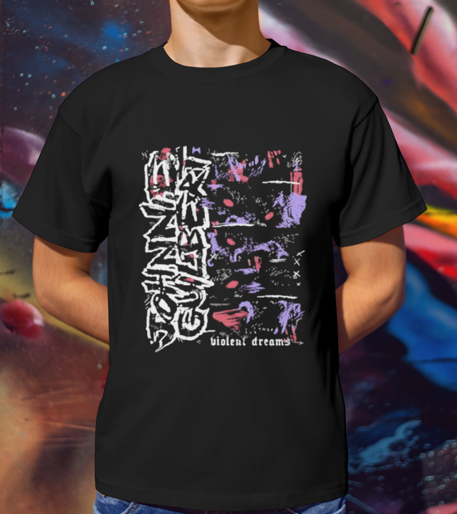 Violent Dreams Abstract Wolf Red Blue T-Shirt