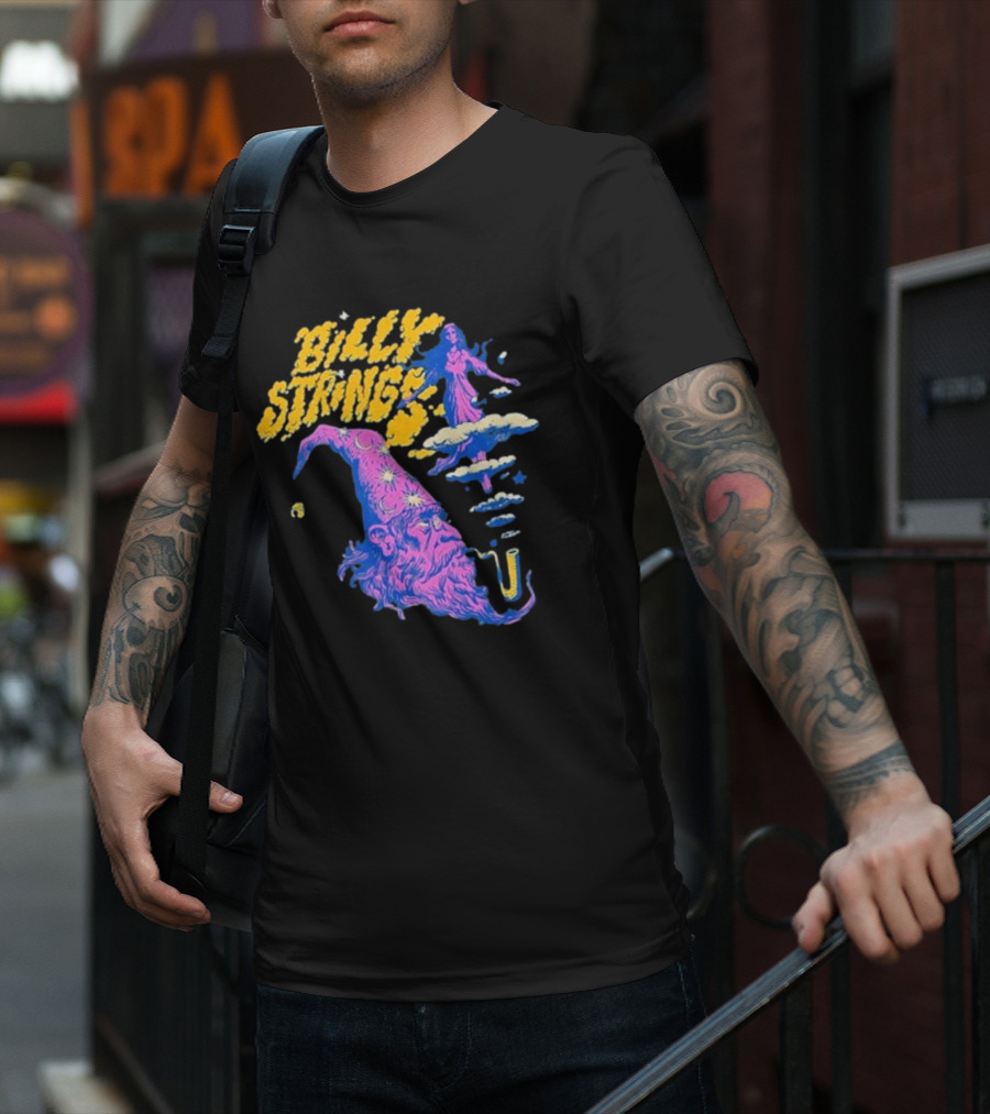 Billy Strings Wizard Head Psychedelic Clouds And Stars T-Shirt
