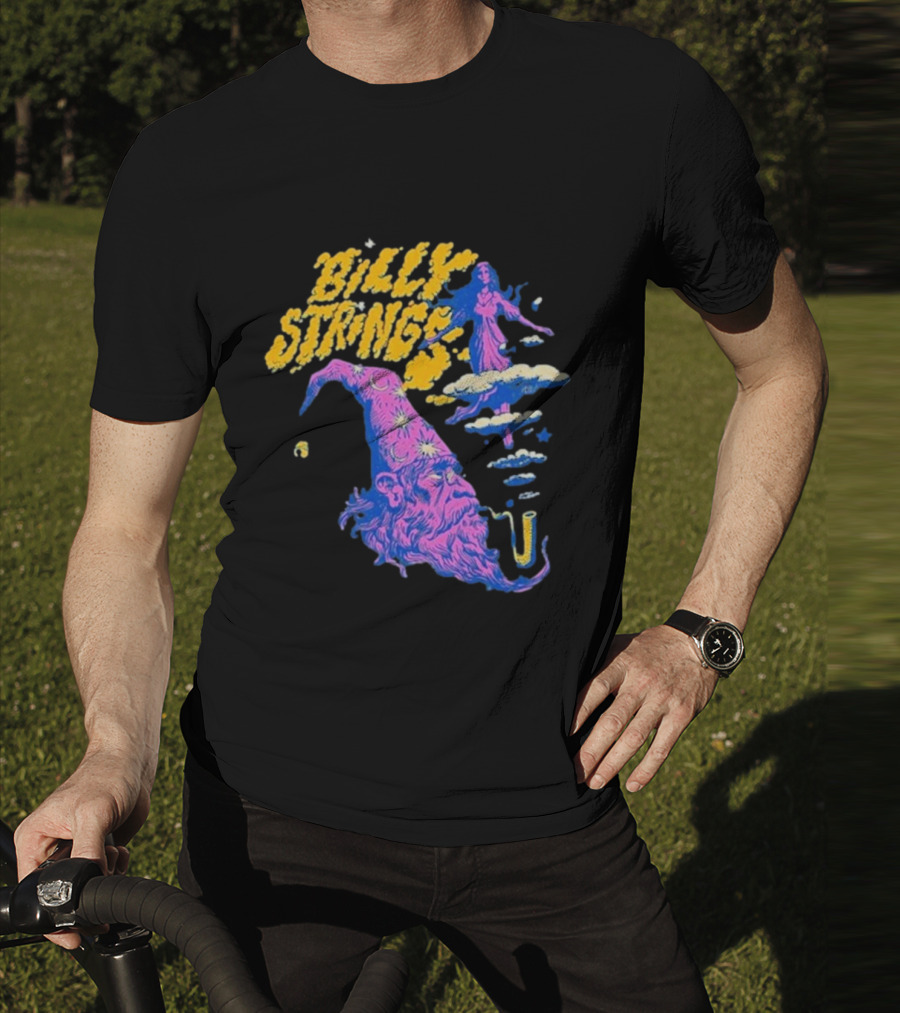 Billy Strings Wizard Head Psychedelic Clouds And Stars T-Shirt
