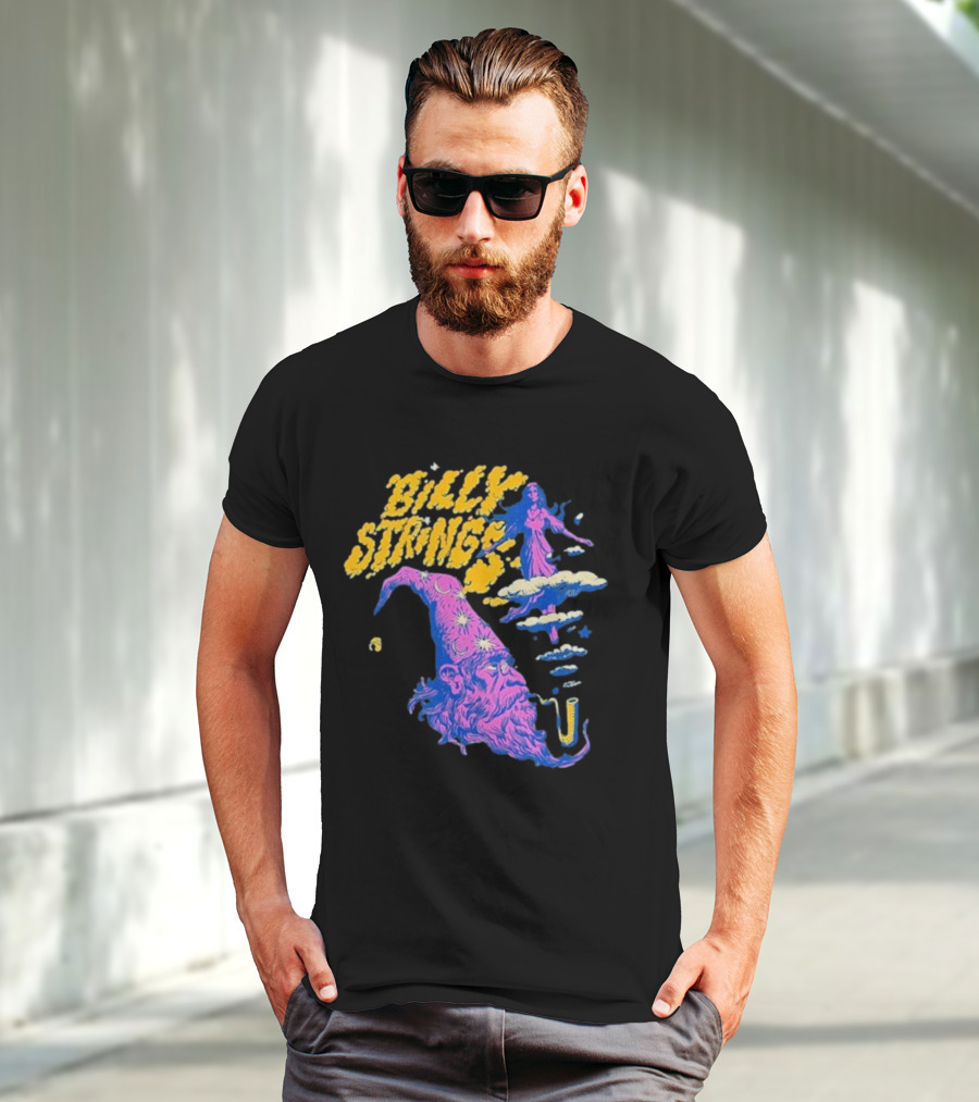 Billy Strings Wizard Head Psychedelic Clouds And Stars T-Shirt