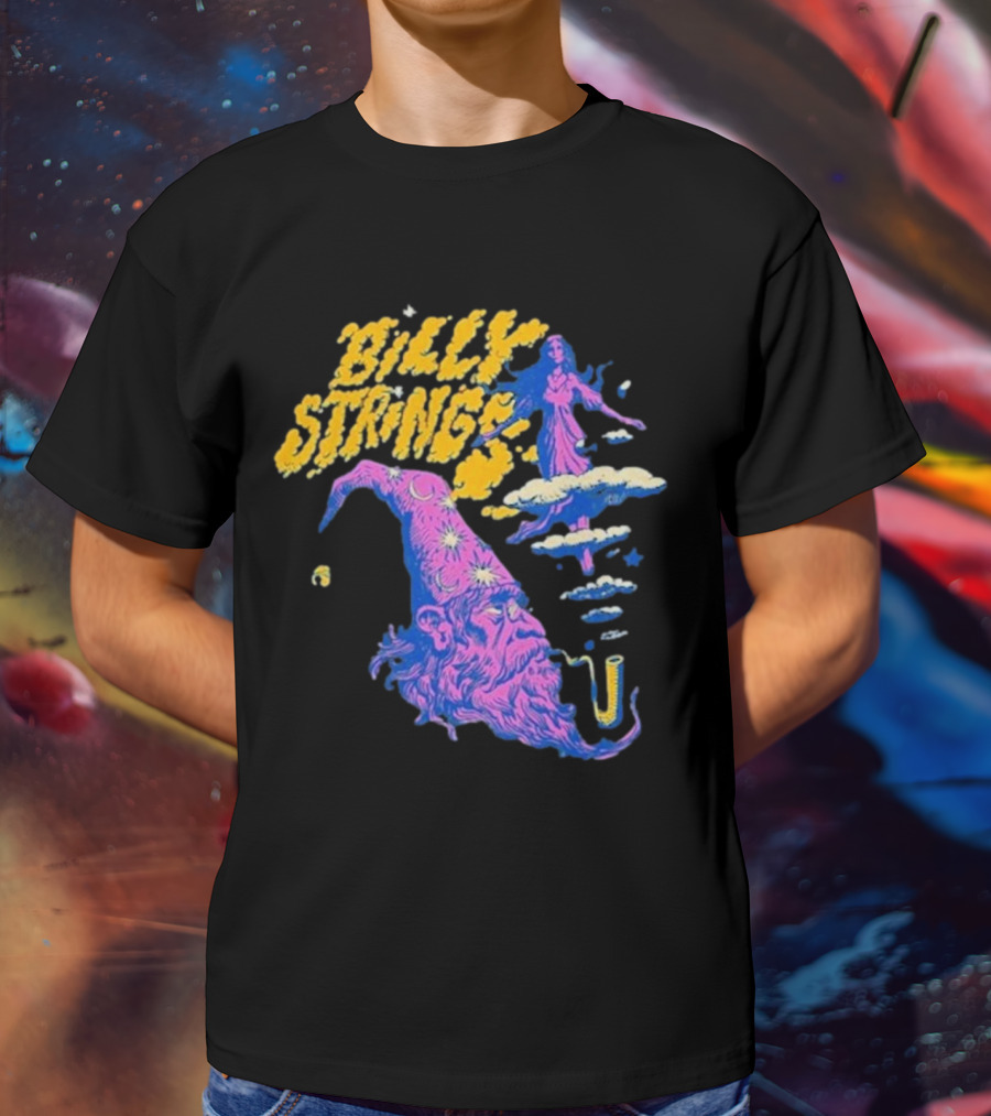 Billy Strings Wizard Head Psychedelic Clouds And Stars T-Shirt