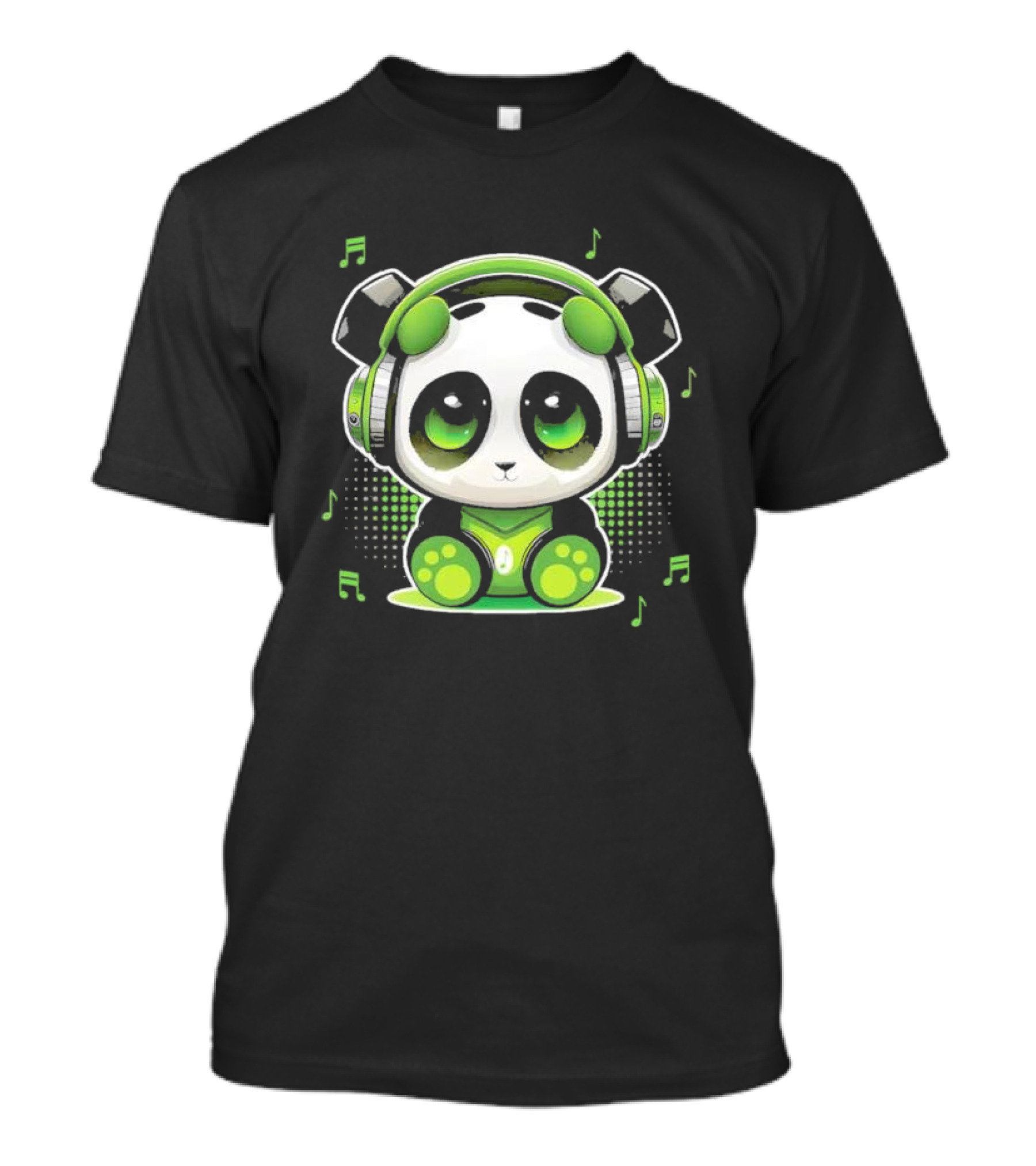 DJ Panda Headphones Music Notes Panda Vitrolinha T-Shirt