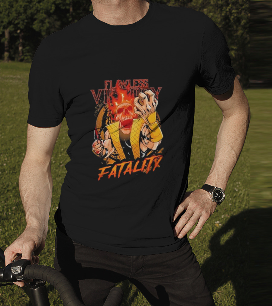 Mortal Kombat Flawless Victory Fatality Skull Flame T-Shirt
