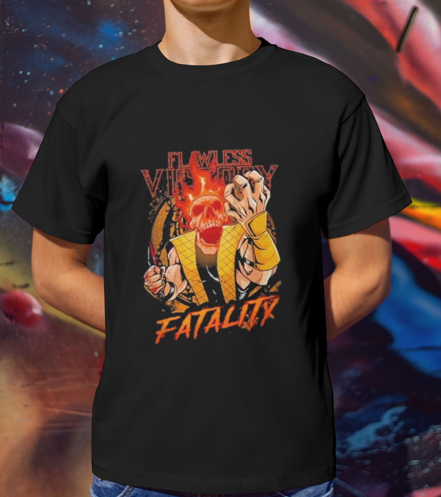 Mortal Kombat Flawless Victory Fatality Skull Flame T-Shirt