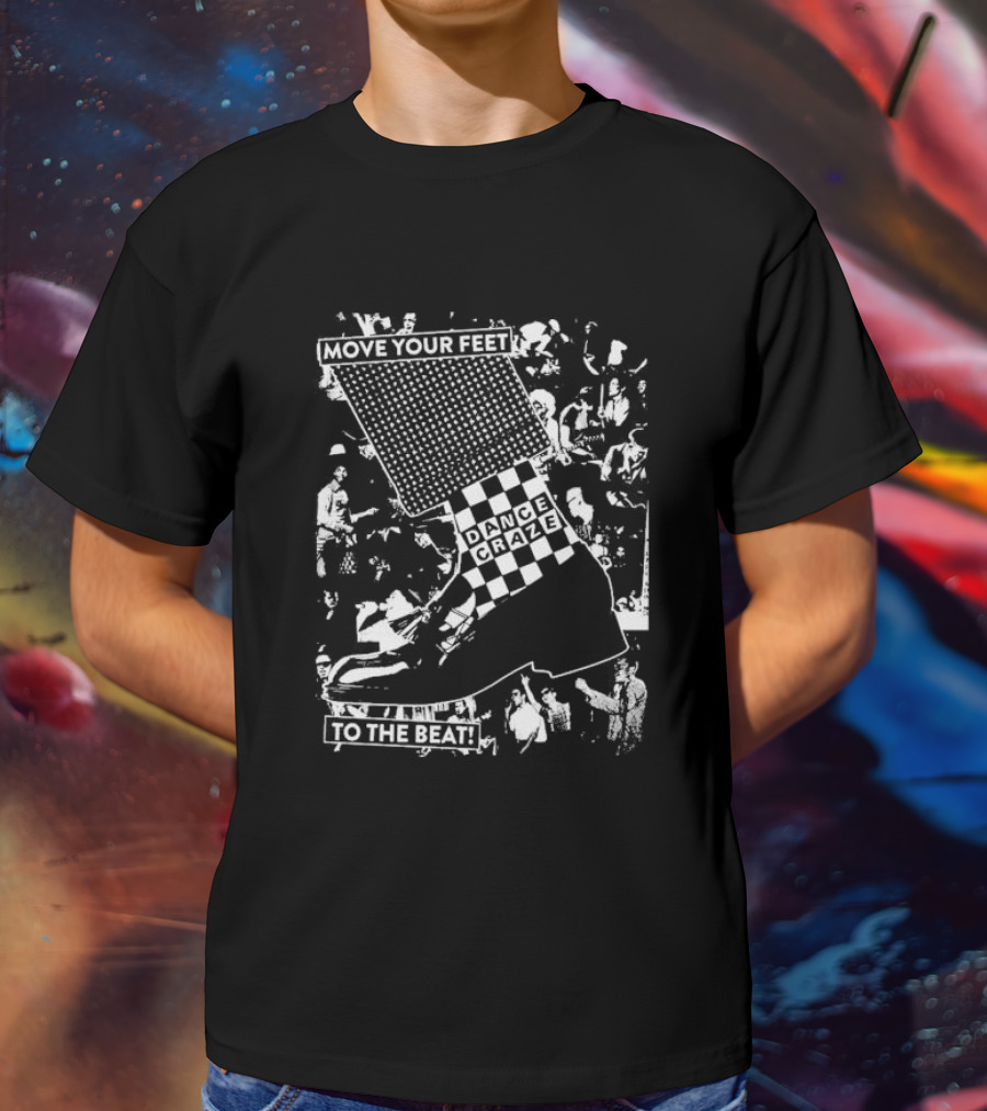 Move Your Feet Dance Craze To The Beat Checkered Ska T-Shirt