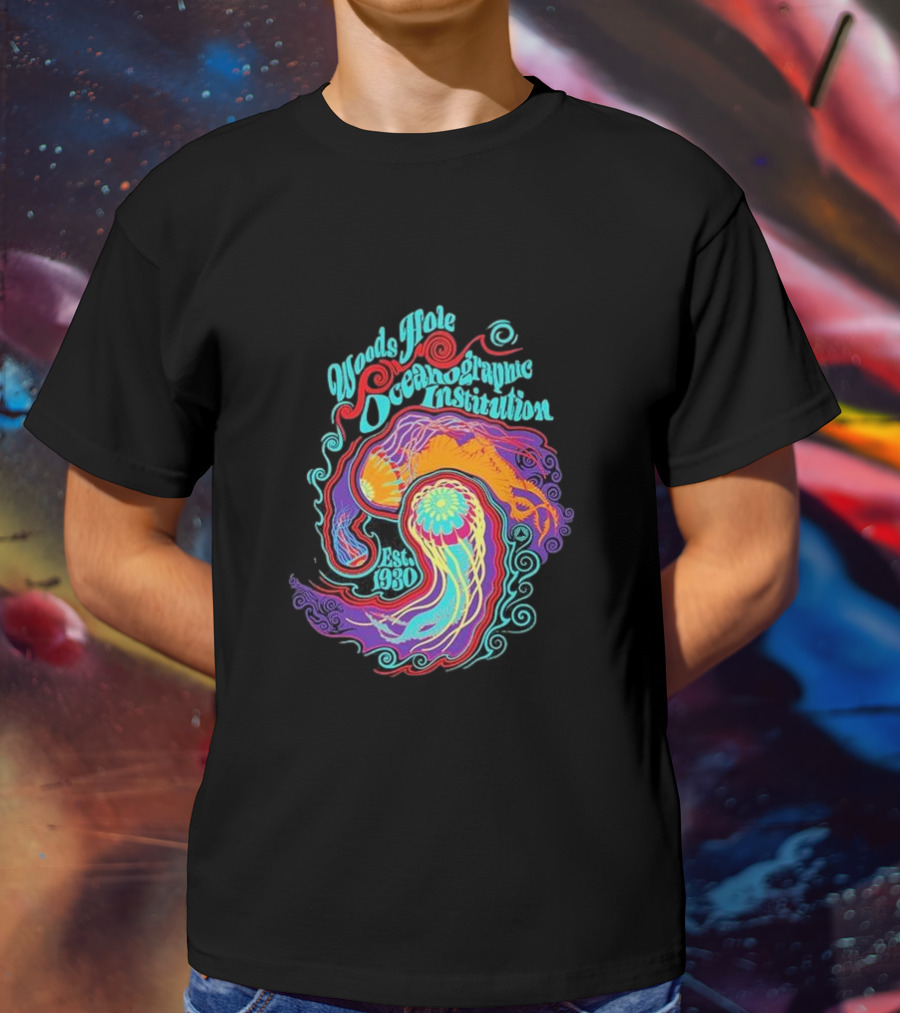 Woods Hole Oceanographic Institution Est 1930 Psychedelic Marine Swirl T-Shirt