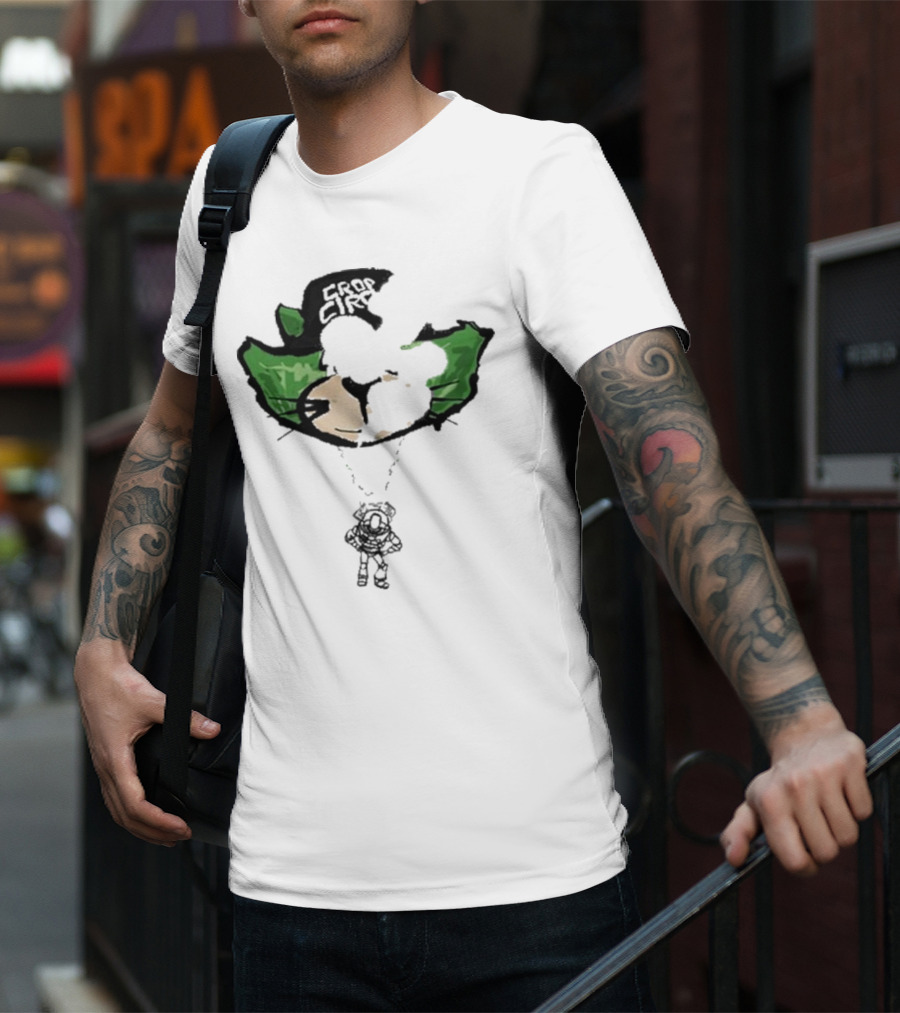 Crop City Astronaut Cat Parachute Puff Print T-Shirt