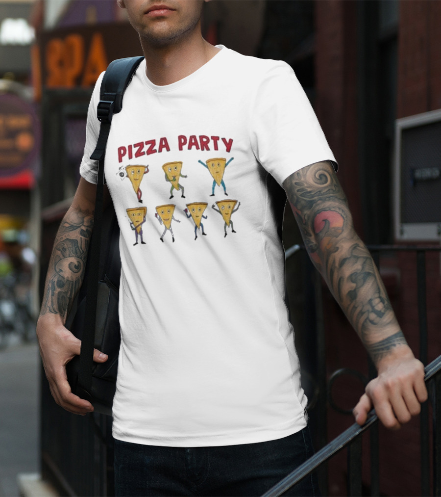 Dave Portnoy Pizza Party Dancing Slice Characters T-Shirt