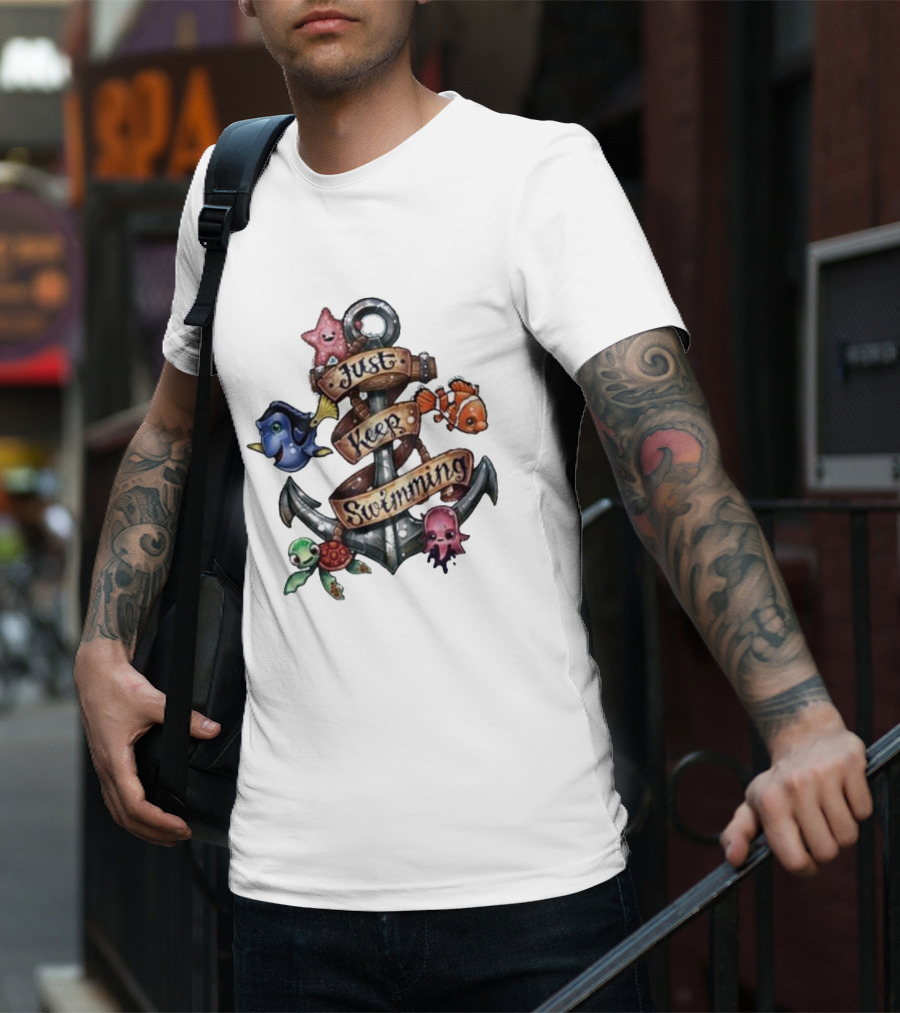 Just Keep Swimming Finding Nemo Anchor Ocean Scene T-Shirt