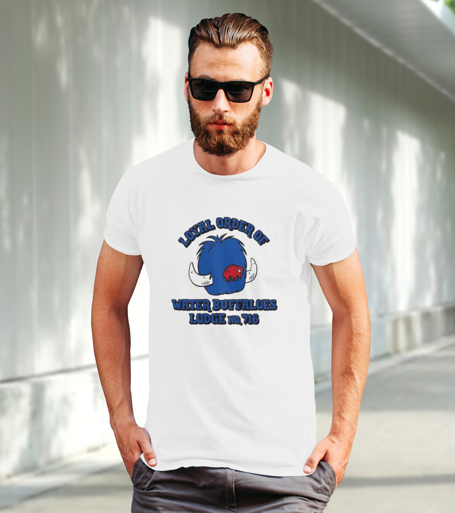 Loyal Order Of Water Buffaloes Lodge No 716 Blue Buffalo Icon Red Emblem T-Shirt
