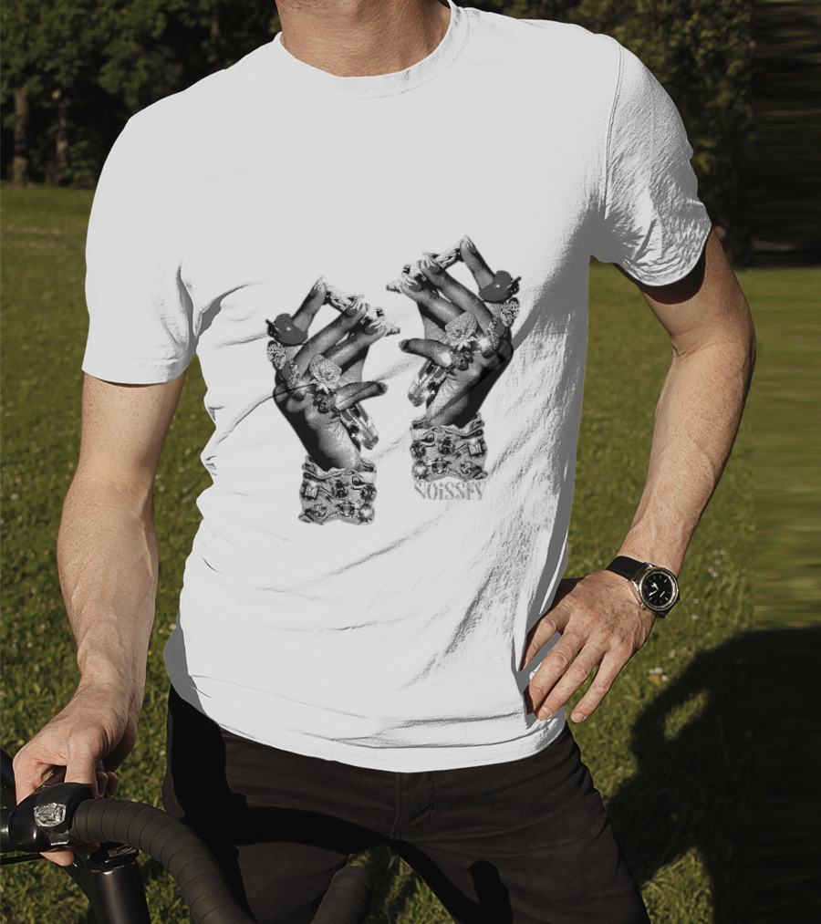 Noisey Vintage Diamond Adorned Fingers Monochrome Print T-Shirt