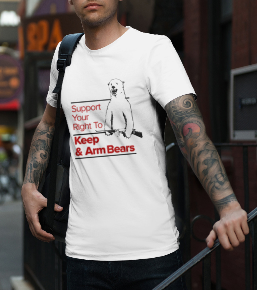 Support Your Right To Keep And Arm Bears Polar Bear Holding Rifle T-Shirt