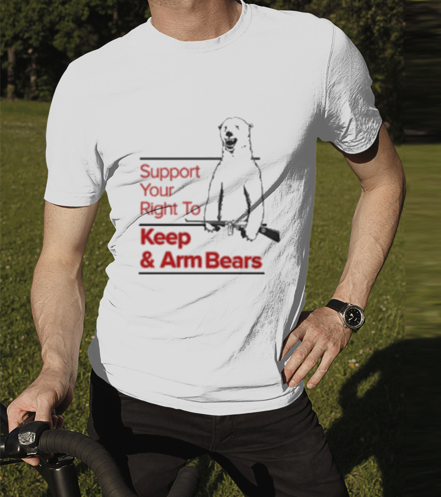 Support Your Right To Keep And Arm Bears Polar Bear Holding Rifle T-Shirt
