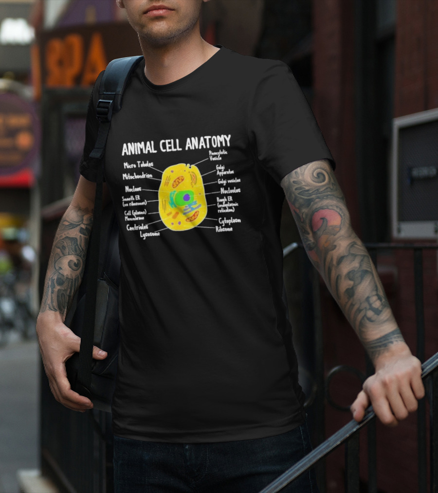 Animal Cell Anatomy Microtubules Mitochondrion Nucleus Biologist Science Student T-Shirt