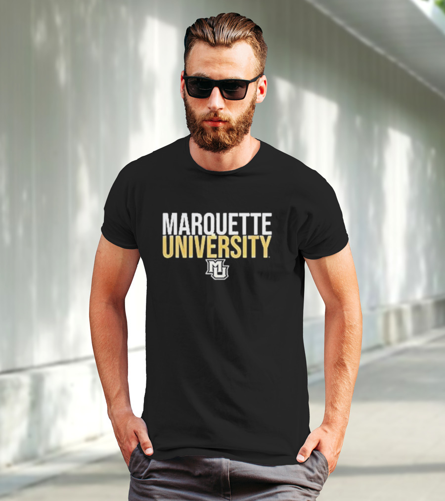 Marquette University Distressed Collegiate Stacked MU T-Shirt
