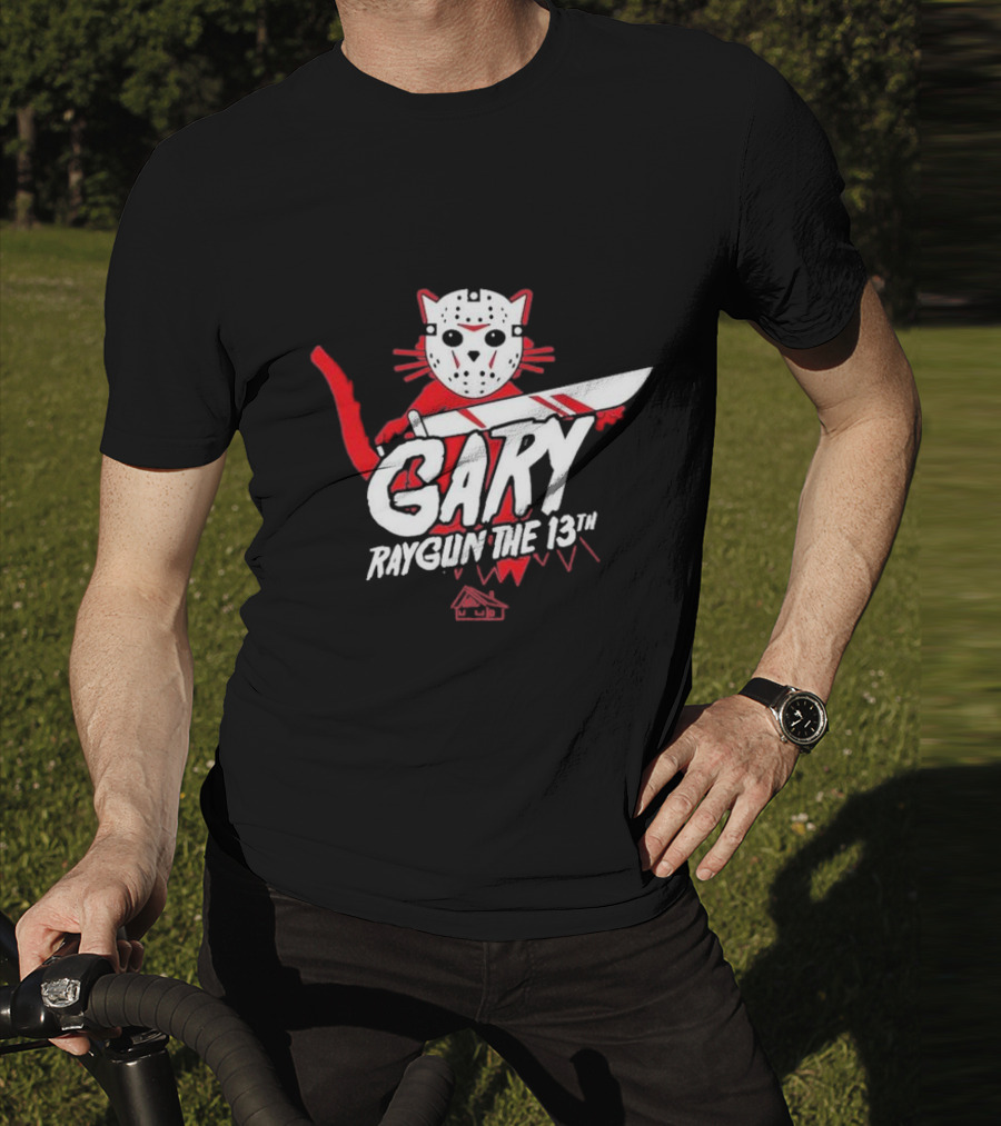 Gary Raygun The 13th Jason Mask Cat With Machete T-Shirt