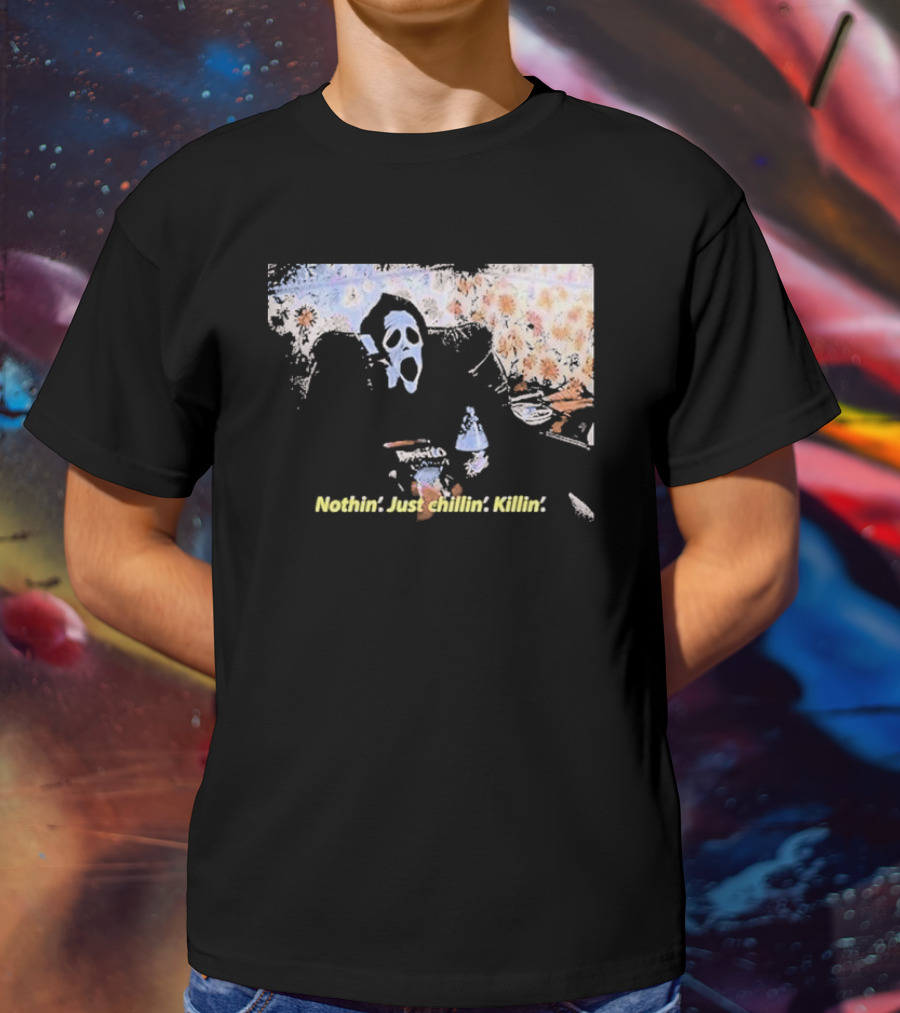 Ghostface Spooktober Nothin’ Just Chillin’ Killin’ Retro Style Vibes T-Shirt